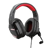 Trust Gaming Headset für PC mit LED-Beleuchtung GXT 448 Nixxo - Kabelgebundene Gaming-Kopfhörer mit Wegklappbare Flexible Mikrofon, 2.3 m Geflechtkabel, 3,5 mm, PC/Laptop - Schwarz, One Size