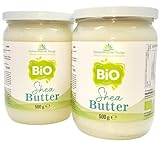 Sheabutter BIO 1 kg (2x 500 g Glas!) Shea Butter 100% rein Top Qualität Karitebutter parfümfrei & vegan