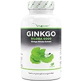 Ginkgo Biloba 6000 mg - 365 Tabletten – Premium Extrakt: Mit Flavonglykoside + Ginkgolid-Terpenlactone & frei Ginkgolsäure - Laborgeprüft - Hochdosiert – Vegan
