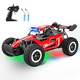 SZJJX Ferngesteuertes Auto für Kinder ab 3 4 5 6 7+,20KM/H RC Auto mit LED-Leuchten,2.4 GHz 2WD Monstertruck-Spielzeug,Spielzeugautos für Mädchen und Jungen,Weihnachts- und Geburtstagsgeschenke–Rot