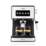 Ufesa Monza Espresso-und Cappuccino-Kaffeemaschine mit 20 Bar Druck, digitalem Touchpanel, schwenkbarem Dampfdüse, für gemahlenen Kaffee oder E.S.E.-Pads, Tassenwärmer-Funktion,1050W, 1,5L Wassertank