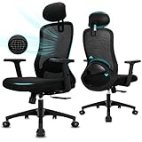 Milacyee Bürostuhl Ergonomisch, Bürostuhl,Schreibtischstuhl mit Lendenwirbelstütze, Höhenverstellung, Chefsessel aus Mesh hat 90°-130° Liegefunktion(Abschließbar), Netzstuhl Belastung bis 150KG
