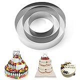 3 Stück Tortenring, Rund Backform Kuchen, Edelstahl Kuchenring Dessertringe Set, Tortenform Kuchen Zubehör, Tortenring Hoch 4.5cm Ø 10/15 /20 cm