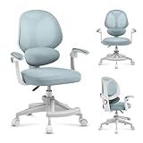 MARK ADLER Junior 4.5 | Ergonomischer Drehstuhl für Kinder & Jugendliche | Höhenverstellbar | Lordosenstütze | Klappbare Armlehnen | Schwerkraftrollen | Fußstütze | 360° Drehung | Mint