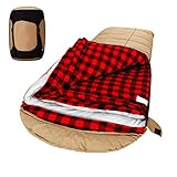 Mcota Winter 0 Grad Canvas Schlafsack zum Angeln, Jagd, Reisen und Camping besonders im kalten Winter Outdoor mit herausnehmbarem Flanellfutter und gratis Kompressionssack für große Erwachsene