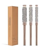 3-teiliges Rundbürsten Set|3/7 1/2 5/8 Inch Haarbürsten mit weichen Naturborsten | Professioneller Föhn- & Lockenstyling-Kamm für Damen & Herren | Kurzhaar, Pony, Ansatz & Glätteffekt