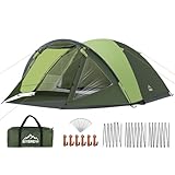 Gysrevi Camping Zelt mit Vorraum, Campingzelt für 3-4 Person, Kuppelzelt für 4 Personen mit Schlafzimmer, leichtes Outdoor Zelt für Camping, Wandern, Rucksackreisen - Grün