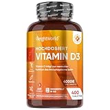 Vitamin D3 4000 IE - 400 Tabletten (1 Tablette alle 4 Tage) - Sonnenvitamin - Frei von Magnesiumstearat, Ohne Gentechnik, Vegatarisch - Cholecalciferol Vitamin D von WeightWorld