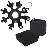 18-in-1 Schneeflocken-Multitool – Universelles Taschenwerkzeug in Schwarz – Inklusive Schlüsselring, Aufbewahrungstasche & Geschenkbox