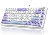 YINDIAO AK820 Mechanische Tastatur mit Knopf,75% ANSI-Layout,82 Tasten,Kabelgebundene Gaming-Tastatur,Verbesserte Dichtungsmontage,Hot Swappable,Custom Linearer Schalter,RGB-Licht,für PC,MAC (Lila)