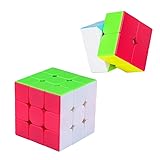 GERUI 2 Stück Zauberwürfel 2x2+3x3,Glattes Magic Cube für Anfänger und Fortgeschrittene, Geschenk für Kinder Teenager Erwachsene Glattes 3D Puzzle Spielzeug für alle Altersgruppen (Farbe)