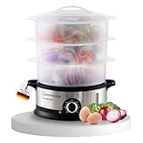 Sommertal Dampfgarer STEAMY800 Dämpfer 800W 3 Schicht Topf BPA-Frei regelbar 0-60 min. spülmaschinenfest Kunststoff Dampftopf