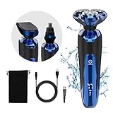 Rasierer Herren Elektrisch - IPX7 Wasserdicht Rasierer, Akku, Nass & Trocken, mit Nasenhaar- und Barttrimmer, Reisesperre