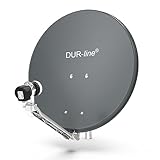 DUR-line 1 Teilnehmer Set - Qualitäts-Alu-Satelliten-Komplettanlage - Select 60cm/65cm Spiegel/Schüssel Anthrazit + Single LNB - für 1 Receiver/TV [Neuste Technik, DVB-S2, 4K, 3D]