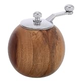 POPETPOP Pfeffermühle Handkurbelschleifmaschine Mühle für Gewürze Mini-Mühle Getreidemühle mit Handkurbel manuelle Kaffeemühle Rostfreier Stahl Hellbraun