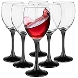 Glasmark KROSNO 1992 Weingläser Set Gläser 6 Stück 300 ml Weißweingläser Rotweingläser Wein Glas Dessert Coctail Wassergläser Spülmaschinenfest Schwarzer Stiel, Weinbein Schwarz