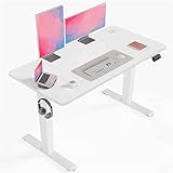 Flamaker Höhenverstellbarer Schreibtisch, Elektrischer Schreibtisch Höhenverstellbar für Steh-Sitz, Computertisch mit Memory-Funktion, Stabiler Tisch Standing Desk, Bürotisch,120 x 60 cm,Weißlich