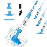 PoolyPoly 3 en 1 Poolsauger Kabellos mit Akku, Pool Handsauger Bodensauger, 90 Minuten Laufzeit Poolreiniger mit Teleskopstange, Pool Staubsauger für kleine Pools, Spas, Whirlpools, Blau