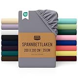 Utopia Bedding - Spannbettlaken 200x200cm - Grau - Gebürstete Polyester-Mikrofaser Spannbetttuch - 35 cm Tiefe Tasche
