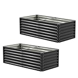 Amopatio Hochbeet Metall 2er-Set, Pflanzbeet Hochbeete für Garten, 180x90x60 cm, Hochbeete-kit 970 L für Gemüse Blumen Sukkulenten Kräuter, Blumenbeet & Pflanzentrog, Verzinkter Stahl, Schwarz