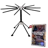 YUGN® Nudeltrockner Edelstahl Pastatrockner Nudelständer - Enthält 10 Arme und Ist Spülmaschinenfest - Für Die Herstellung Von Nudeln und Spaghetti - Nudelständer zum Trocknen - kostenloses E-Book