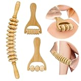 Faszienstab Holz - 3 Stück Faszienrolle, Massageroller für Rücken, Cellulite & Mehr, Entspannt Effektiv die Muskeln und Lindert Müdigkeit, für Zuhause, Büro, Reisen