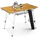 Arebos Campingtisch faltbar 120 x 70 cm | Klapptisch höhenverstellbar 58-78 cm | Camping Zubehör, Garten, Grill, Picknick | Camping Tisch klappbarer Falttisch | Reisetisch inkl. Tragetasche | Braun