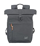 travelite Handgepäck Rucksack mit Laptop Fach 15,6 Zoll, Gepäck Serie BASICS Daypack Rollup: Praktischer Rucksack mit Rollup Funktion, 60 cm, 35 Liter, 800 Gramm