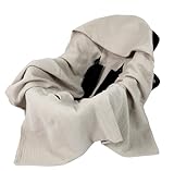 Babylux Musselin Einschlagdecke mit Kapuze – 90x90 cm – Sommer Babydecke für Autositz & Babyschale – 100% Baumwolle – Atmungsaktiv & Leicht (Natural)