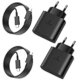 2er-Pack 25W USB C Ladegerät,Super Fast Charger mit 2M Ladekabel,Typ C Handy Netzteil Adapter für Samsung Galaxy S23/S22/S21 Ultra/S21+/S20/Note20/S10/S9, iPhone 15 Pro/iPad Pro, Huawei