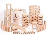 Holzbausteine Kreativ-Set 200 (200 unbehandelte Bauklötze) (im stabilen Baumwollsack) Made in Germany