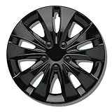 Radkappen 16 Zoll - schwarz Radzierblenden 4er-Set von 13-16 Zoll - Stormer Radblenden für die meisten Automarken und Stahlfelgen - Zierkappen in Schwarz oder Silber - Felgenabdeckung