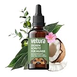 Vetura Zeckenmittel für Hunde - Spot-On mit ätherischen Ölen & Saltidin, Zeckenschutz Hund natürlich & ohne Chemie, Mittel gegen Flöhe, Zecken, Grasmilben, Sandmücken, Zecken Tropfen Hund, 50ml