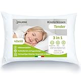 Dilamababy Kinderkissen 40x60 cm - Ergonomisches Kopfkissen Kinder mit Verstellbarer Höhe & Faserbällchen - Premium Perkal-Baumwolle 100% Öko-Tex - Hypoallergen & Anti-Milben, Waschbar