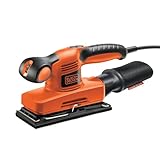 Black+Decker Schwingschleifer, Schleifmaschine (hoher Kreisdurchmesser, für große Flächen, ergonomischer Softgriff, integrierter Staubfangsack, Schleifpapier, versiegelter Schalter) KA320EKA, Orange