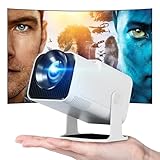 Hauskit Mini Beamer, 270° Drehbar Tragbarer Projektor, 4k Unterstützt 1080P Kurzdistanzprojektor mit Android 11.0, WiFi & Bluetooth 5.2, Smart Home Projektor, Weiß