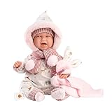 Llorens 1074030 Puppe Mimi Hase, mit blauen Augen und mit weichem Körper, Babypuppe inkl. Outfit, Schnuller, Schnullerkette und weicher Decke mit Waldtiermotiven, 42cm