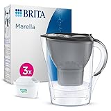 BRITA Wasserfilter-Kanne Marella graphit (2,4l) inkl. 3x MAXTRA PRO All-in-1 Kartusche – Filter zur Reduzierung von Kalk, Chlor, Blei, Kupfer & geschmacksstörenden Stoffen im Wasser