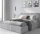 Interbeds Polsterbett Bett Doppelbett mit Stauraum mit Lattenrost Bettkasten Boxspringbett hydrophob gepolsterter Bettrahmen (hellgrau, 120x200)
