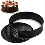 Zocipro Springform 26 cm Rund, Groß 10 Zoll Kuchenform Backform mit Antihaftbeschichtung, Kuchenbackformen mit Flachboden für Kuchen Backen, Schwarz