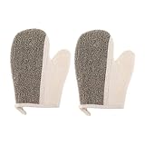 CALLARON 2 Stück badetuch handschuhe Badehandschuhe Peeling waschen Körper Peeling-Handschuhe handtücher Zurück schrubben Duschhandschuhe verdicken Flachs Black