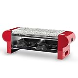 H.Koenig Raclettegerät Duo Multifunktion 2 Personen Professionell RP2 mit Granitstein, Käsefondue Küche, Zubehör 2 antihaftbeschichtete Pfännchen, Abnehmbare Platte Leicht zu reinigen, 350W