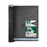 ALMO Unterspannbahn Dach 150g/m² | 15m² (1,5 x 10m) diffusionsoffen & UV-beständig | Wasserabweisende Dachfolie mit 2 Selbstklebestreifen | Fassadenbahn & Unterdeckbahn für Dachabdichtung