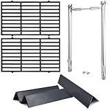 Aibabcue 7635 Flavorizer Bars 7637 Gusseisen-Grillroste 69785 Grillbrenner passend für Weber Spirit I&II 200 Serie E-210, E-220, S-210, S-220 mit Front-montierten Steuergrillteilen, Ersatz