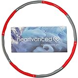 heartvanced® Hula Hoop Reifen für Erwachsene und Kinder 1,1 kg für Anfänger und Fortgeschrittene zum Abnehmen zerlegbar (1.1 kg 8-teilig, Rot + Grau)