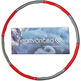 heartvanced® Hula Hoop Reifen für Erwachsene und Kinder 1,1 kg für Anfänger und Fortgeschrittene zum Abnehmen zerlegbar (1.1 kg 8-teilig, Rot + Grau)