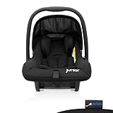 PETEX Babyschale fürs Auto - Bambini i-Size Norm nach ECE R129 für Kinder von ca. 40-87 cm, Schaukelfunktion, Autositz in schwarz, 1 Stück