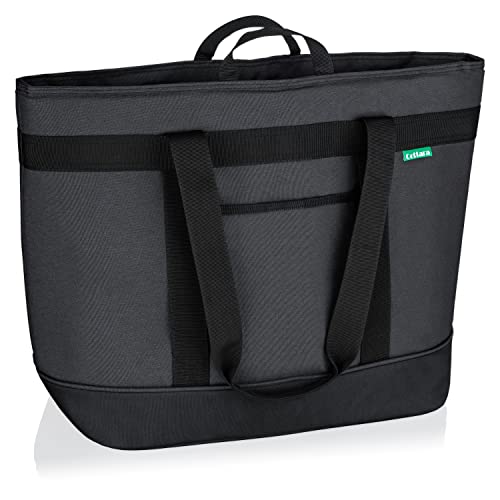 COTTARA Premium Kühltasche groß faltbar – Einkaufstasche isoliert und stabil mit starker Isolierung für warm und kalt – Ideal als Einkaufstasche, Isoliertasche, Picknicktasche (Grau, XL - 30 Liter)