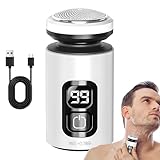 Mini-Elektrorasierer, LED-Gesichtsrasierer, wasserdicht, nass und trocken, wiederaufladbar über USB, für Reisen, Bartpflege, Haarentfernung, Körpertrimmen, 8,9 x 4,9 cm, Weiß, Schwarz