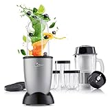 GOURMETmaxx Mr. Magic Mixer | Smoothie Maker mit XXL-Zubehörpaket | Standmixer 18-tlg. | Blender mit auslaufsicheren Frischhaltedeckeln | Food Processor für Shakes, Smoothies etc.